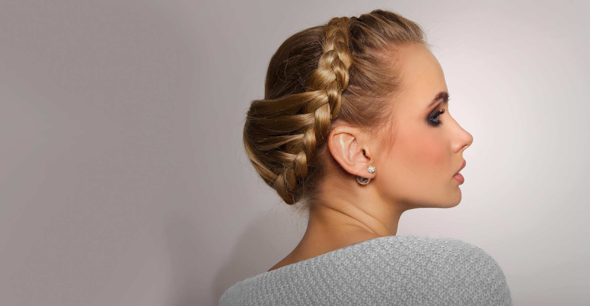 woman with a braided updo from a professional hair styling appointment